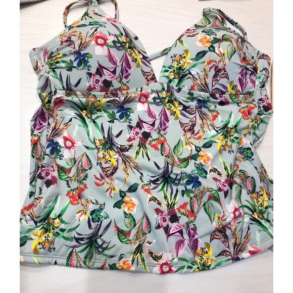 Gibson Latimer Tankini Bathing Suit Top Sz Large Tropical Floral Escape FLAW Tag - Picture 12 of 15